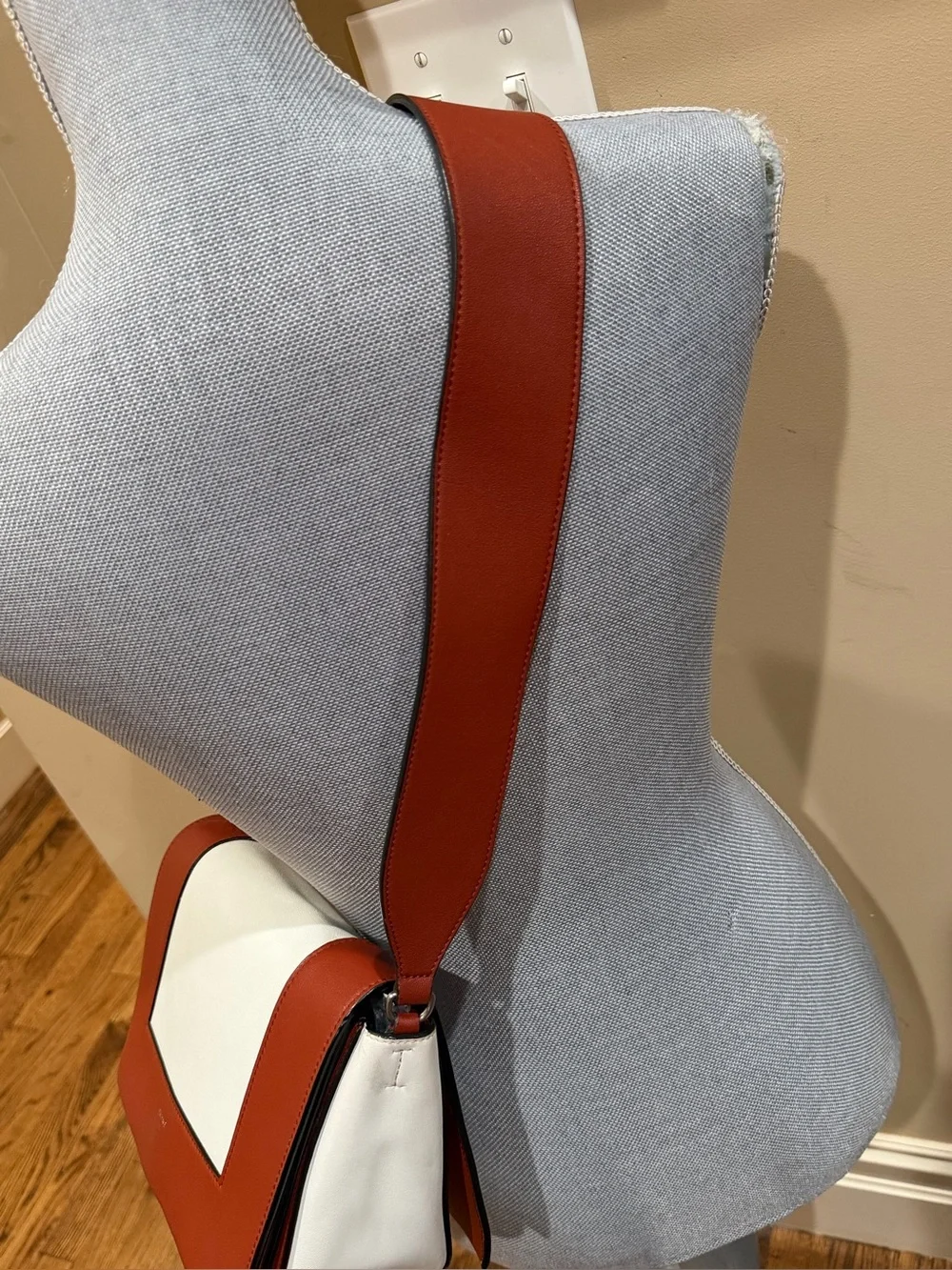 Celine Frame Calfskin Leather Shoulder Bag in Maple 🍁 & White